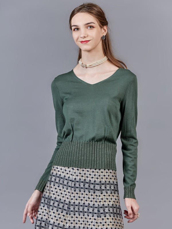 美之藤女装2021秋冬季绿色针织衫