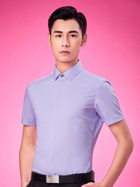 seno男装2022春夏季紫色衬衫