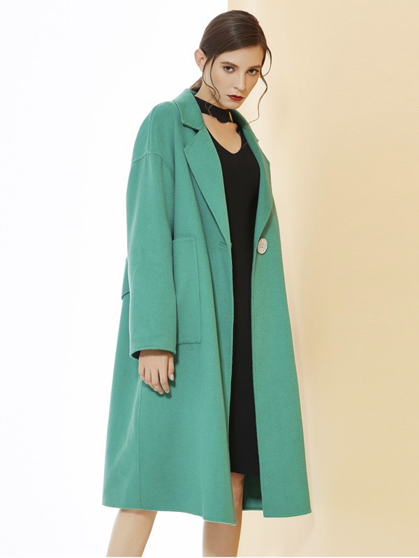 ENDEAR女装2021秋冬季绿色大衣