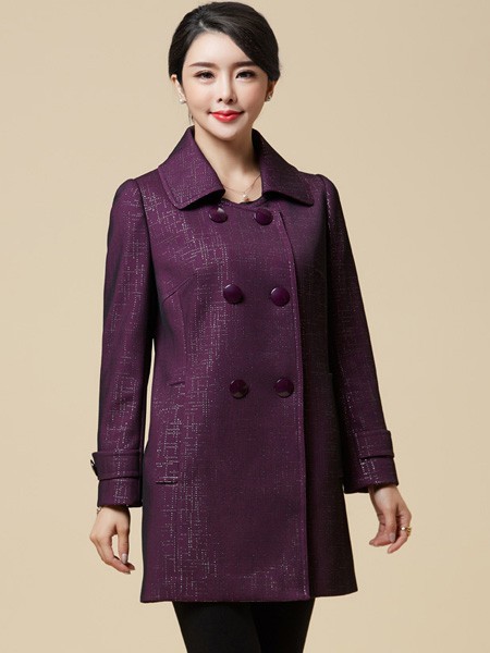 沐蕾迪女装2021秋冬季紫色大衣