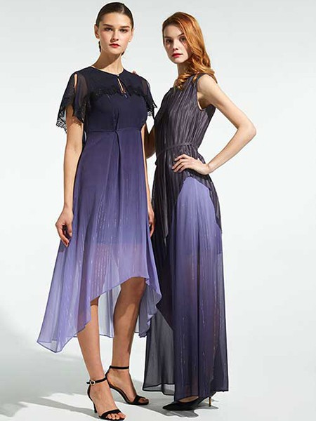 Saficoo2022春夏季紫色连衣裙