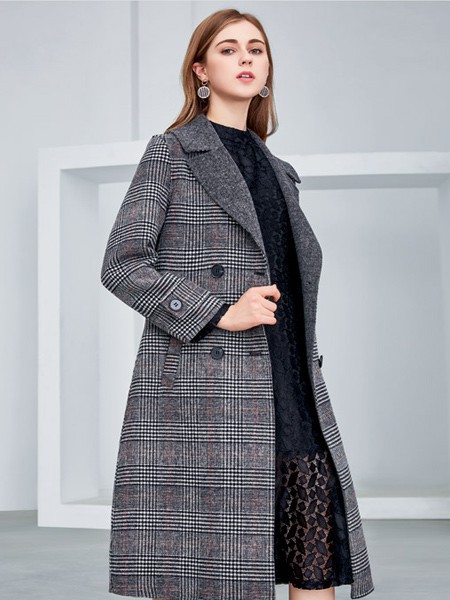 欧米媞女装2021秋冬季灰色大衣