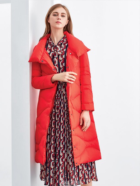 欧米媞女装2021秋冬季红色棉服