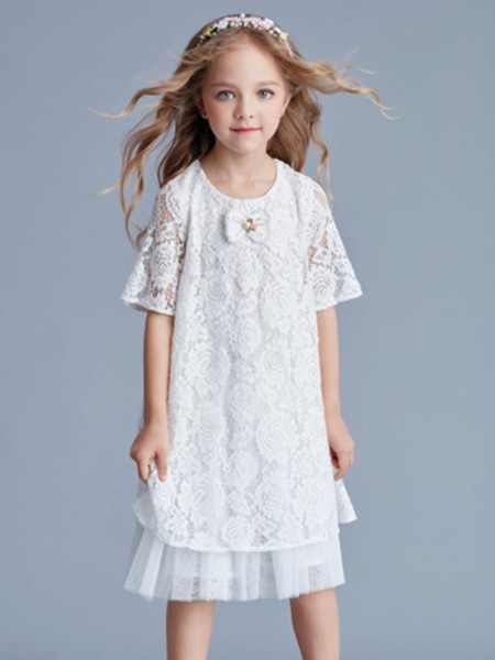 安娜与艾伦童装2022春夏季白色连衣裙