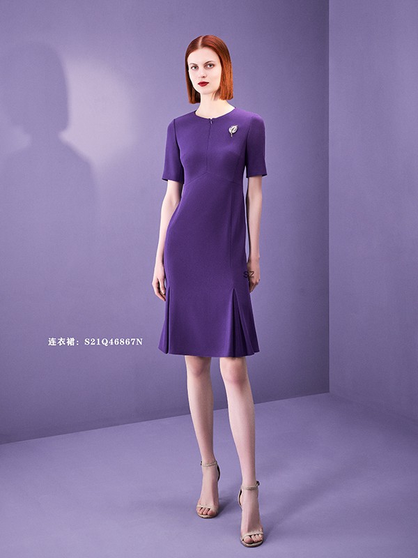 SZ高级定制女装2022春夏季紫色连衣裙