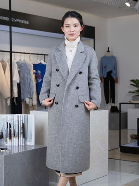 艾琳茜女装2021秋冬季灰色大衣