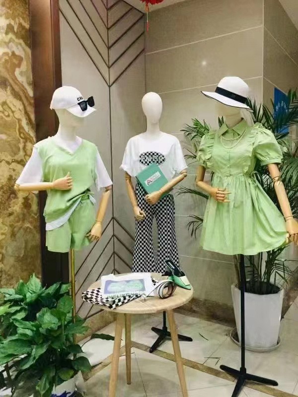 HiF韩一坊女装2022春夏季绿色连衣裙