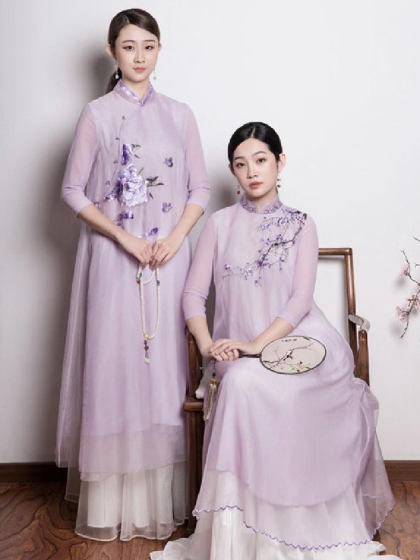 JIUYI久亿女装2022春夏季紫色连衣裙