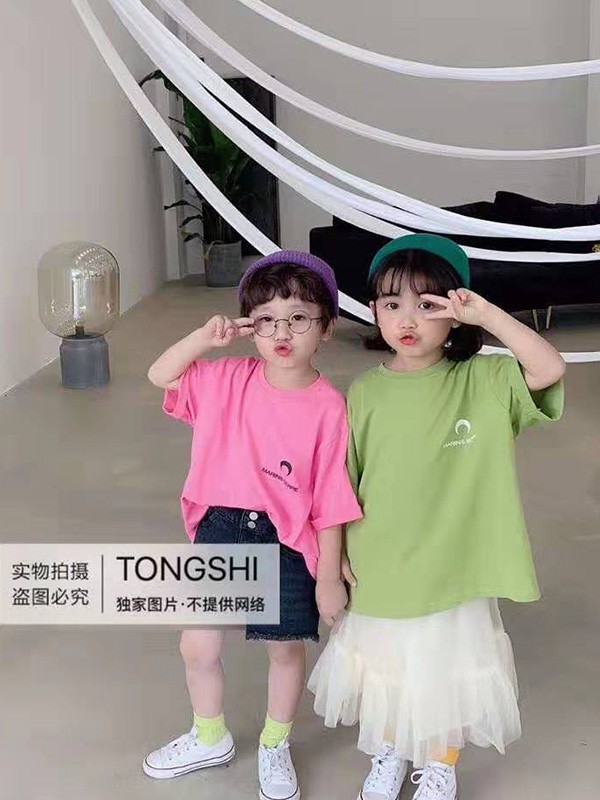 童事童装2022春夏季粉色T恤