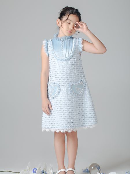 PETITMIEUX(贝的屋)童装2022春夏季蓝色连衣裙
