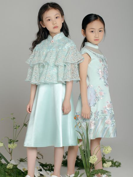 PETITMIEUX(贝的屋)童装2022春夏季绿色连衣裙