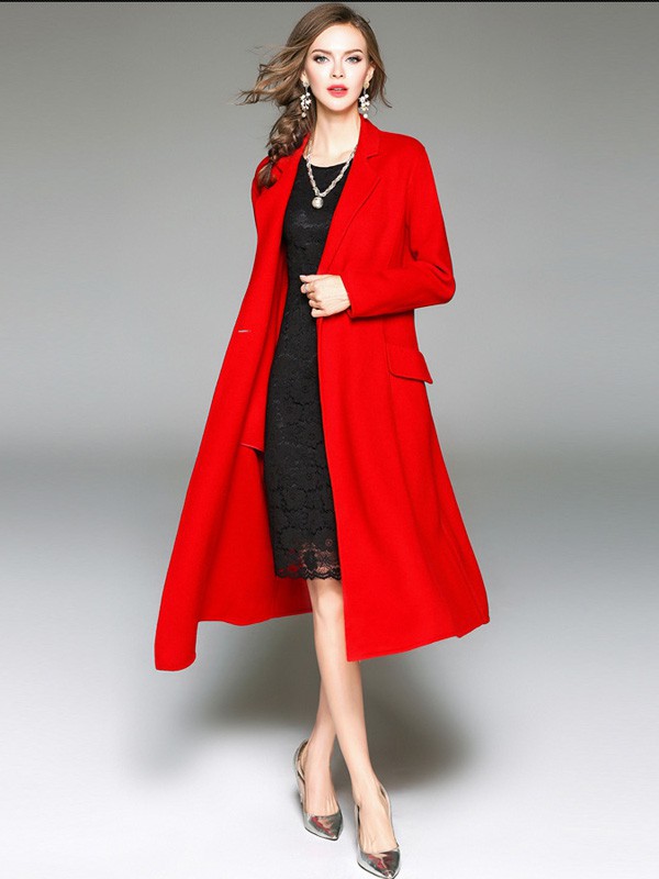 米女文女装2022春夏季红色大衣