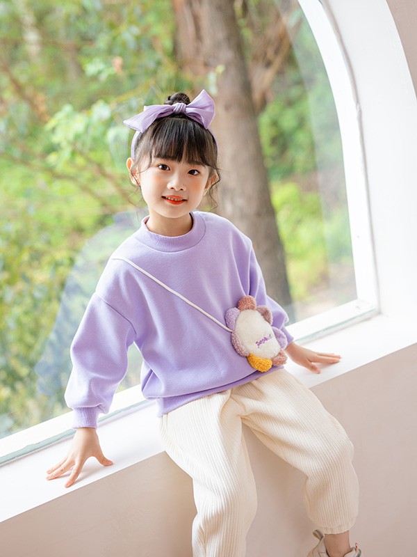 KISSABC童装2022秋冬季紫色T恤