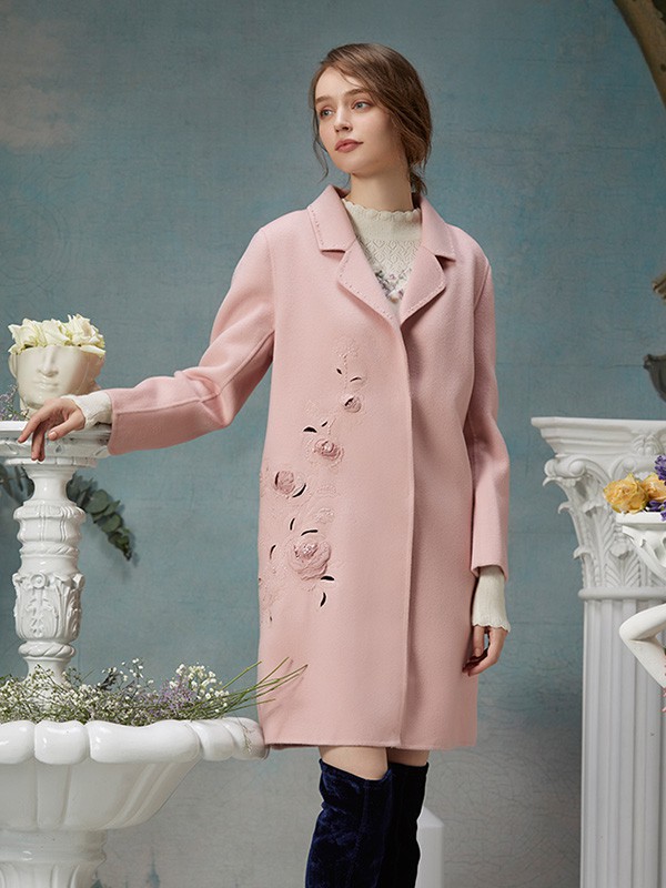 粉红玛琍女装2022秋冬季粉色大衣