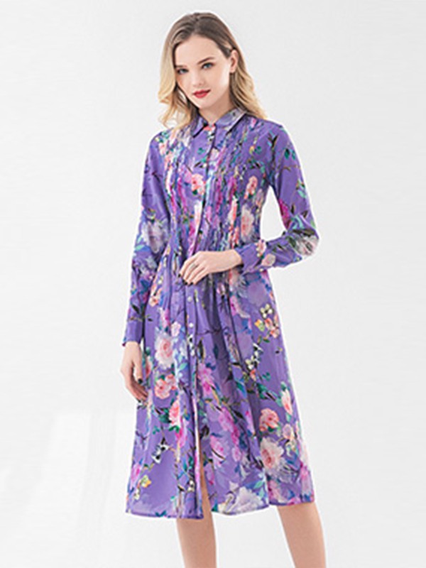 维欧艾2022春夏季紫色连衣裙