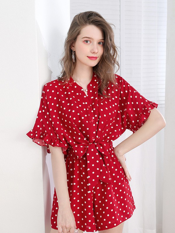 上东轻奢女装2022春夏季红色衬衫裙