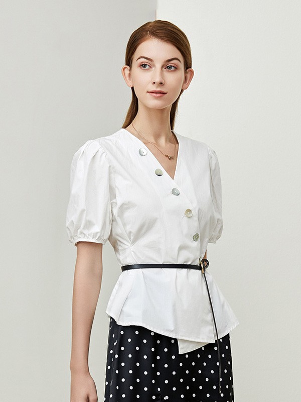 Bellosz女装2022春夏季白色衬衫