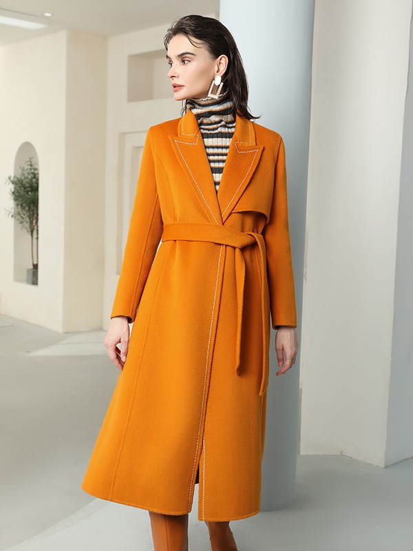 吉米赛欧女装2022秋冬季橙色大衣
