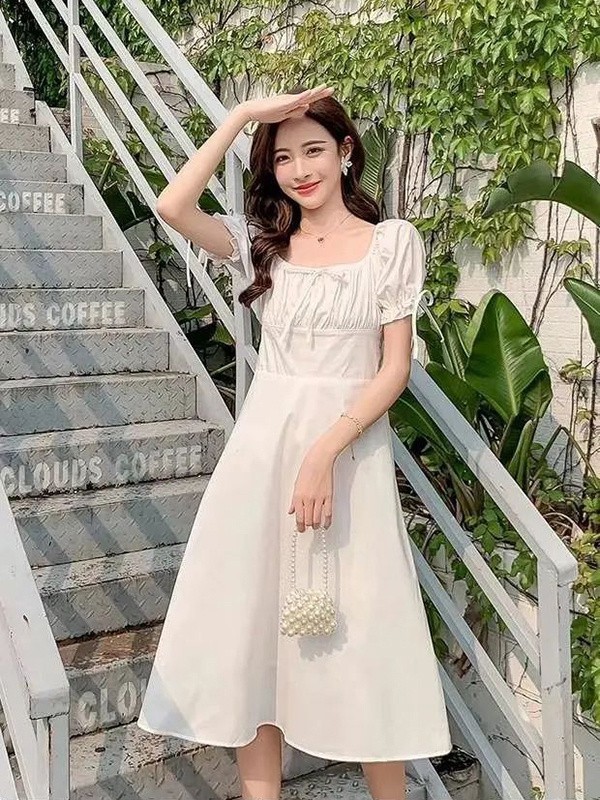 3N时尚2022春夏季白色连衣裙