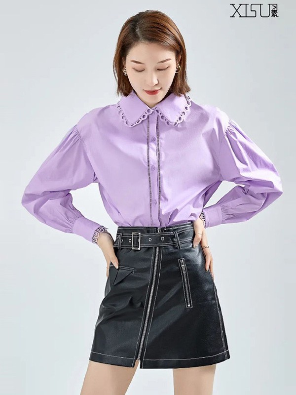 习素2022秋冬季紫色衬衫