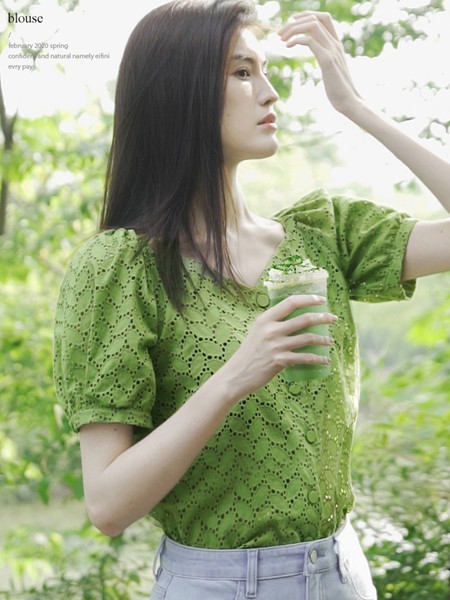 EIFINI女装2022春夏季绿色T恤