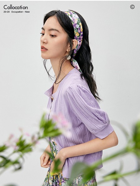 伊芙丽2022春夏季紫色衬衫