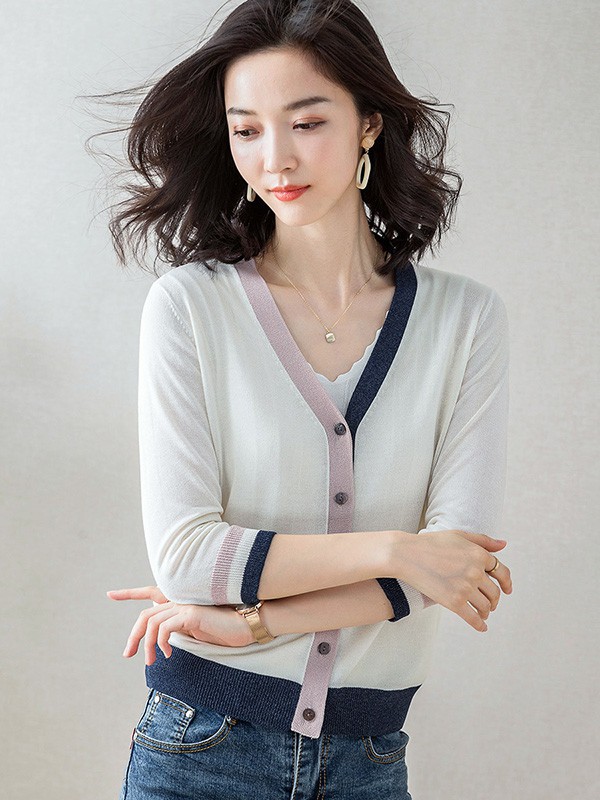 BluePort女装2023春夏季白色针织衫