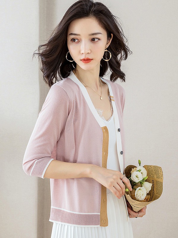 BluePort女装2023春夏季粉色针织衫