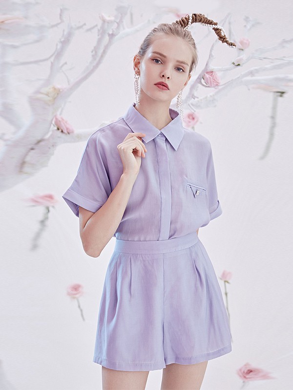 BlingBlingQuinn女装2023春夏季紫色连衣裙