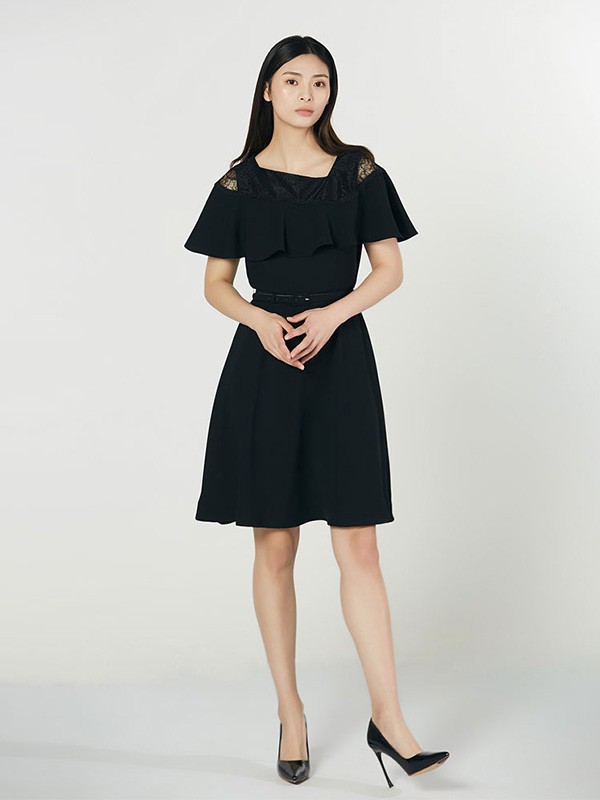 LynFong女装2023春夏季黑色连衣裙