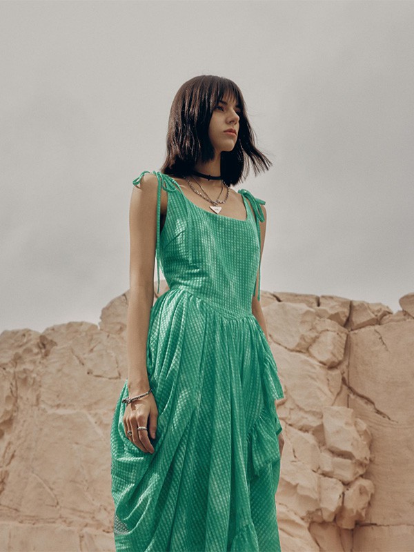 C’ESTLILITH女装2023春夏季绿色吊带裙