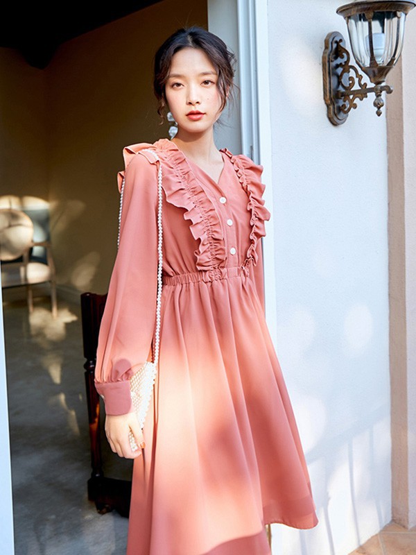 LHN2023春夏季粉色连衣裙