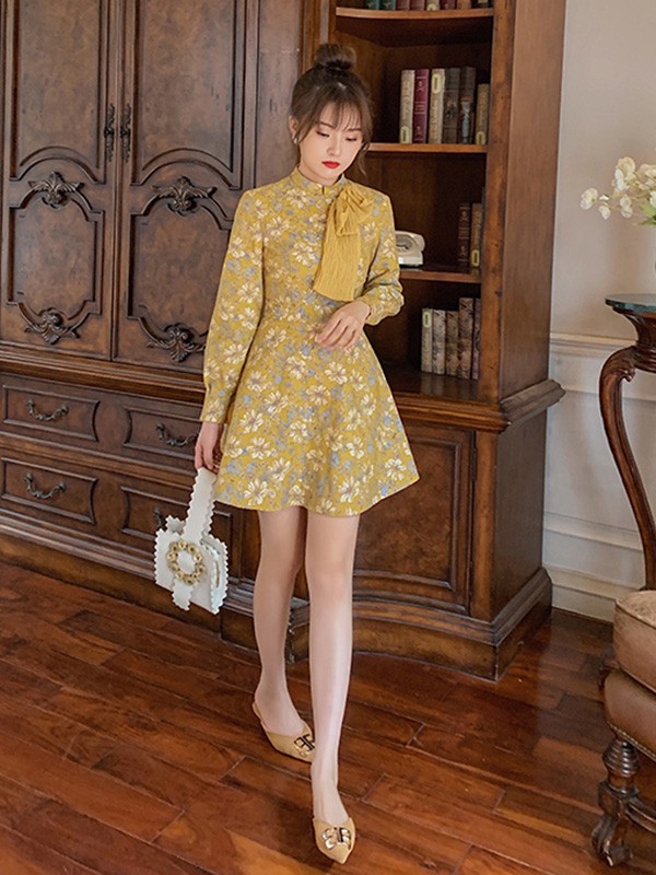 LHN2023春夏季黄色连衣裙