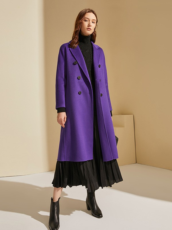 法涵·意弛女装2023秋冬季紫色大衣