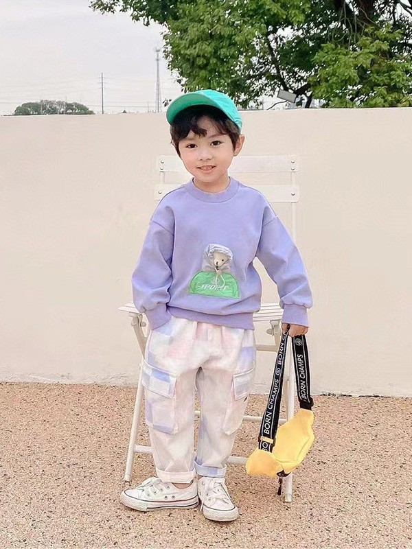 哆咪印像童装2023春夏季紫色T恤
