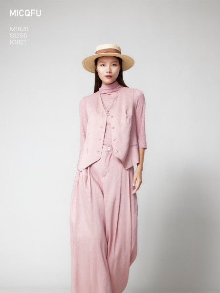 米可秋赋2023春夏季粉色衬衫裙