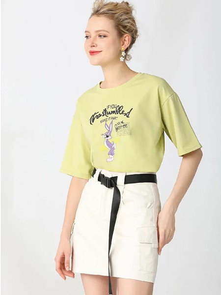 麦媗女装2023春夏季绿色T恤