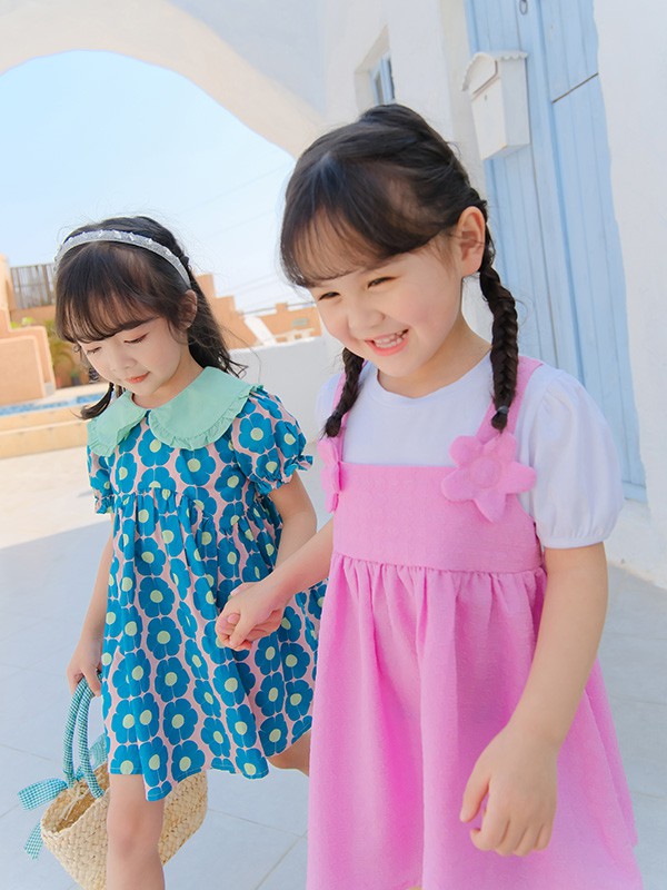 田田小象童装2023春夏季粉色吊带裙