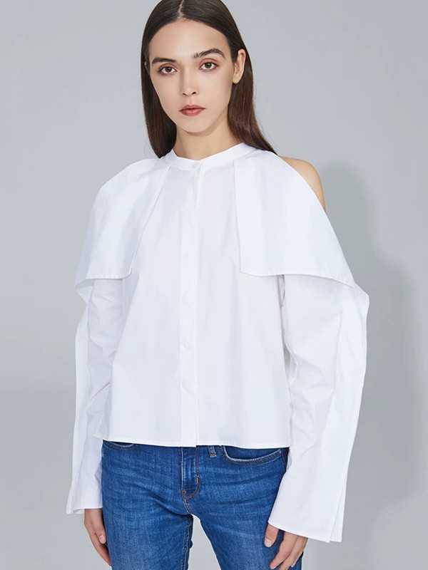 马艳丽2023春夏季白色衬衫