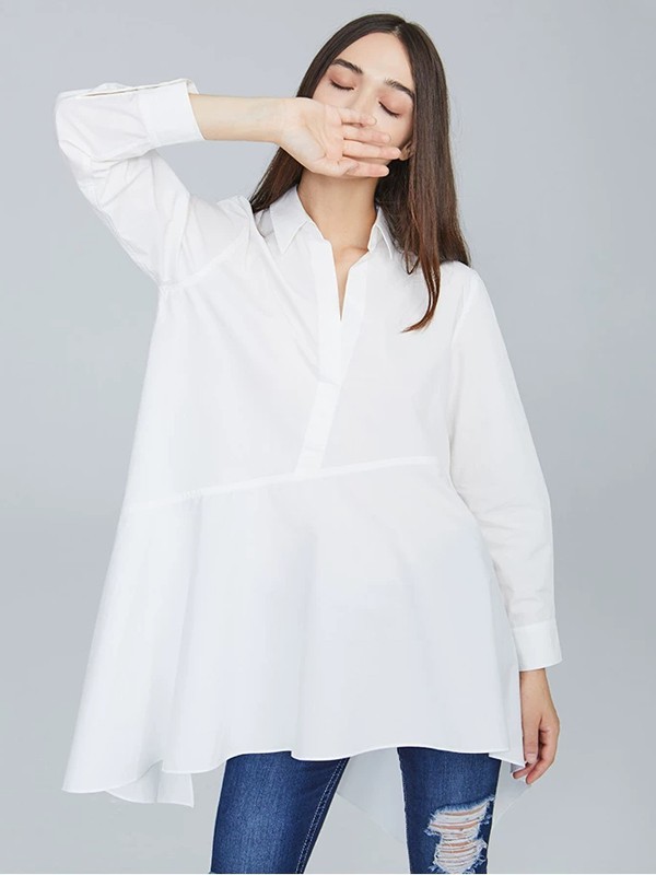 马艳丽女装2023春夏季白色衬衫