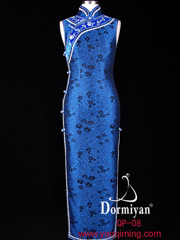 Dormiyan女装2023春夏季藏蓝色旗袍