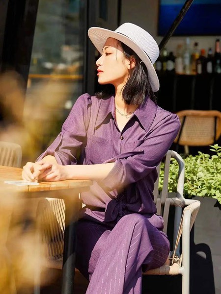 卡索女装2023春夏季紫色连体裤