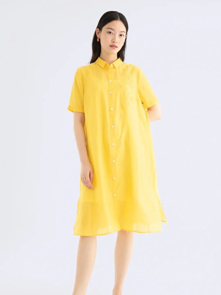 安瑞井2023春夏季黄色连衣裙