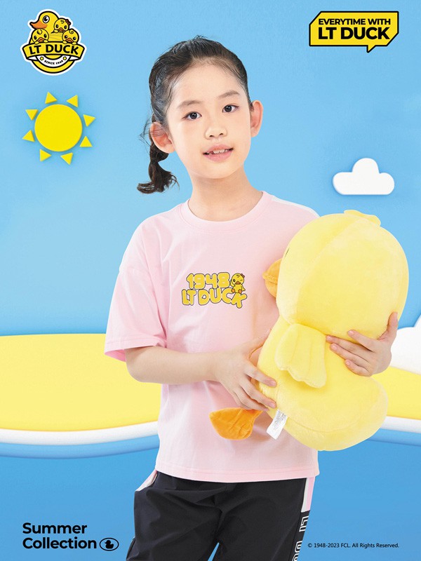 LTDUCK童装2023春夏季粉色T恤