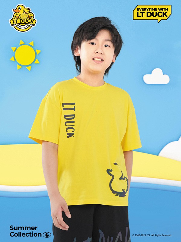 LTDUCK童装2023春夏季黄色T恤