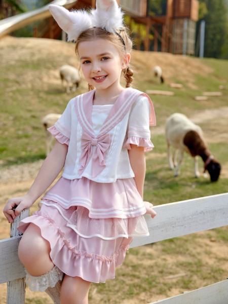 小象Q比童装2023春夏季粉色短裙