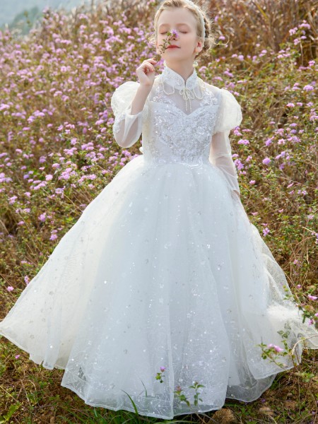 小象Q比童装2023春夏季白色连衣裙