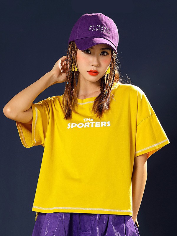 曼丝娜2023春夏季黄色T恤