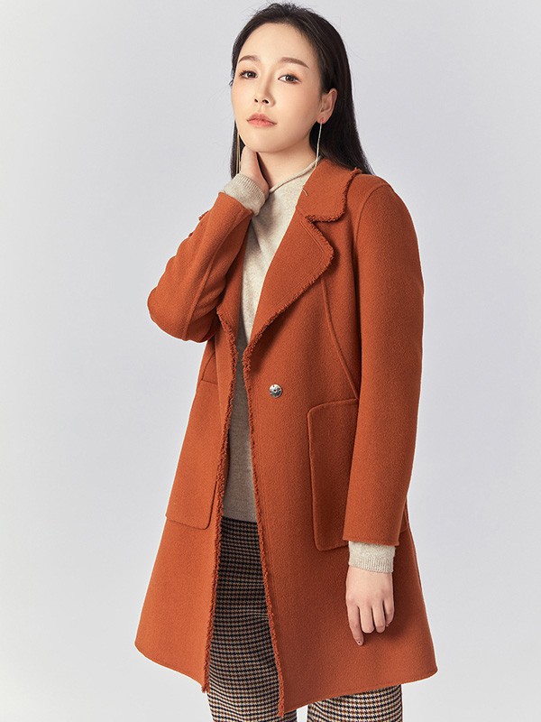 圣可尼女装2022秋冬季橙色大衣