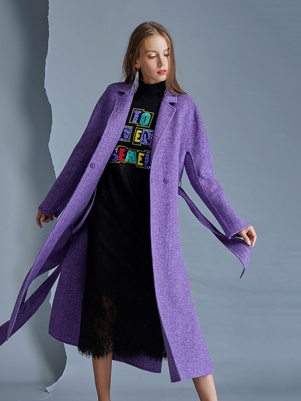 卡布依女装2022秋冬季紫色大衣